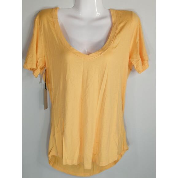 Aritzia The Group Babaton Soft Apricot V Neck Cotton Blend Top Womens Medium NWT - Picture 1 of 7